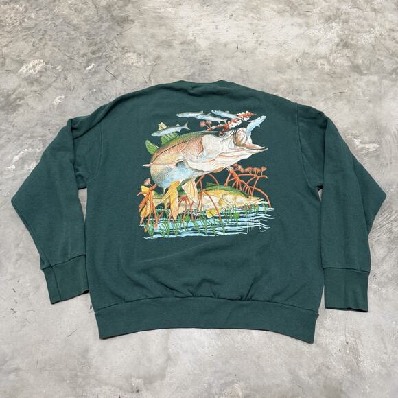 Vintage Guy Harvey Mens Snook Mural Fish Pullover Sweater Sweatshirt Size Large - Picture 1 of 6